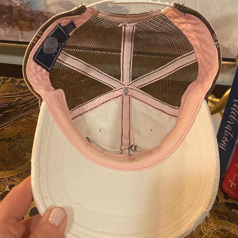 AST Dew Tour Vintage Trucker Hat Pink Floral Pattern Distressed Bill Adjustable - Picture 7 of 10